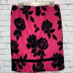 Trina Turk Hot Pink Pencil Skirt with Black Floral Details Photo 2