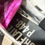 P448  Size 37/7.5 Black White Striped Low Top Sneakers Photo 5