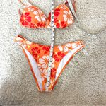 SheIn Orange Tropical Floral Bikini Photo 2