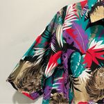 Vintage Just Four Button Shirt Women’s Size XL Lions Palm Floral Funky Unique Purple Photo 5