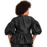 Kika Vargas x Target Wrap Top Size Small Black Scallop Edge Balloon Sleeves NWT Photo 4