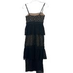 NBD  Dolores Midi Dress in Black Revolve Lace Nude Black Tiered X-Small‎ XS Photo 7