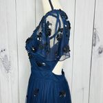 Gianni Bini  A-Line Flare Dress Navy Sequin Mesh Tulle Open Back Sz 6 Photo 8