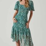 ASTR Floral Green Midi Dress Asymmetrical Ballon sleeve size XL Revolve NEW Photo 1