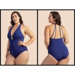 Trina Turk 💕 Bijou Solids V-Plunge Plus One Piece Swimsuit Ultra Marine Blue 20W Photo 1