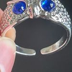 Cute blue crystal eyes owl open ring Silver Photo 3