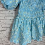 Simply Southern  Light Blue Daisy Print Puff Sleeve Smocked Peasant Blouse Photo 1