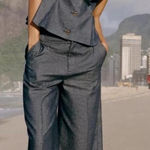 ZARA  Tailored Waistcoat Vest Top Blue 100% Medium Womens Photo 0