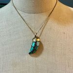 Tibetan brass mosaic Horn Pendant necklace Gold Photo 1