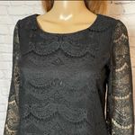 Adrianna Papell  Black Lace 3/4 Sleeve Blouse Size S Teacher Workwear Office Photo 1