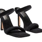 Good American black slip on terry cloth heeled sandal | square toe Photo 7