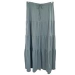 Boho Western Pull On Tiered Maxi Skirt Size XL Blue Photo 2