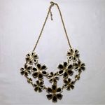 Charming Charlie  Black Gold Rose Jewel Toned Double Stranded Flower Necklace Photo 4