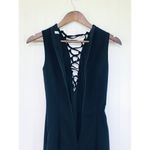 Finders Keepers Black Lace Up Bodycon Midi Dress Sleeveless Fitted Size XXS Photo 3