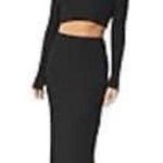 Two Piece Sweater Set skirt and top size Large Black Photo 2
