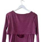 Heather Modal Trendy Burgundy Knit High Low Front Wrap Pleated Crewneck SZ S Purple Photo 7