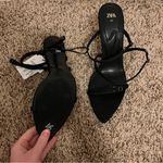 ZARA  Black Satin Buckle Strappy Women's Heels NWT Photo 5