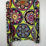 Fuzzi Shirt Womens Small Multi Color Bright Loud Kaleidoscope Print Long Sleeves Yellow Photo 6
