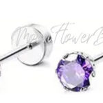Purple CZ Flat Back Earrings Photo 0
