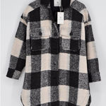 ANINE BING NEW  Maeve Buffalo Check Jacket Oversized Shaket Black Cream Wool XS Photo 0