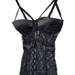 Frederick's of Hollywood Vintage  Black Satin Sheer Teddy Bodysuit Size Small Photo 3