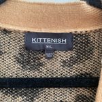 Kittenish  Tan & Black Cardigan Leopard Print Knit Cardigan Size M/L Photo 4