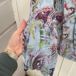 Tianello Washable Silk Blouse Size XL Blue Paisley Tunic 3/4 Sleeves Oversize Photo 7