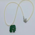 Handmade Cream Wax Green Elephant Necklace Photo 2