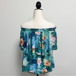Show Me Your Mumu  Tropical Floral Off The Shoulder Flounce Bungalow Top Small Photo 3