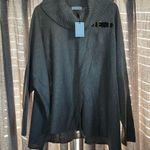 Calvin Klein NWT Tan Leather Buckle Cowl Neck Poncho Sweater Large/Extra Large Photo 1