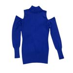 Cache  Vintage Blue 80s cold shoulder sweater long top Photo 3