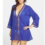 La Blanca 100% Cotton Hollow Out Crochet Applique Trim Swim Cover Up Tunic Dress Photo 0