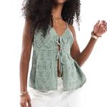 Hollister  tie front crochet top in green Size M Photo 1