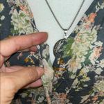 Lucky Brand  Floral Wrap Blouse - Gray and Cream Photo 4