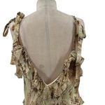 ZARA  Dress Snake Animal Print‎ Slip Midi Beige Tan Brown Ruffle Size Medium Photo 9