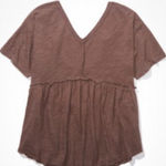 American Eagle Outfitters Brown Babydoll Tie-Back Tee Photo 0