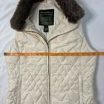 Eddie Bauer Vest Premium Goose Down Size M White Fur Trim Full Zip Puffer Gorp Photo 4