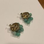 Cha Cha Vintage Green Signed Coro Gold Tone Beaded Clip On Earrings Photo 5