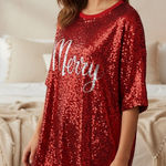 NWT! Christmas Top Red Sequin 'Merry' Top Size undefined Photo 1