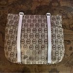 Michael Kors Tan Jacquard Jet Set Large Zip Tote White Leather Strap Side Pocket Photo 92