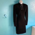 St. John Evening Basics Black Knit Dress Size M /8 with Silvertone Buttons Photo 4