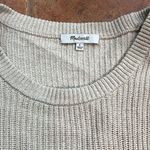 Madewell  Sweater Women Beige Knit Cotton Blend Long Sleeve Slit Pullover size S Photo 5