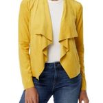 Bagatelle Yellow Faux Suede Drape Collar Moto Jacket size Medium Long Sleeve Photo 0