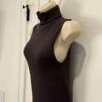 ZARA  Turtleneck Midi Dress Medium Brown Ribbed Bodycon Clean Girl Fall Chic Boho Photo 5
