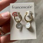 Francesca's Francesca’s Smiley Hoop Earrings White And Gold NWT Photo 1