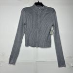 Arizona Jeans Women's Arizona Co. Size XL Gray Ribbed Zip-Up Sweater Photo 0