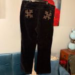Reba Y2K  SZ 38” Black STUDDED/EMBROIDERED Pockets Straight Leg CORDUROY PANTS Photo 1