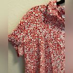BeachLunchLounge  Red And White Floral Short Sleeve Button Down Shirt. Photo 1