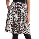 White House | Black Market WHBM Pleated Leopard Print Sateen Skirt sz 10 in brown multi Photo 1