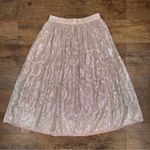 Kate Spade Silk Metallic A-Line Midi Skirt Soft Pink Chiffon Silver Metallic Photo 1